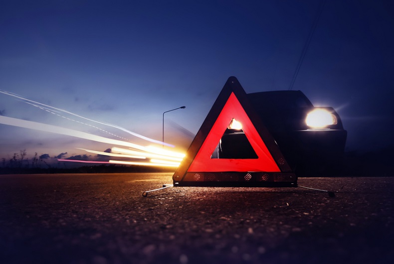 Red,Emergency,Stop,Sign,(red,Triangle,Warning,Sign),With,Long exposure
